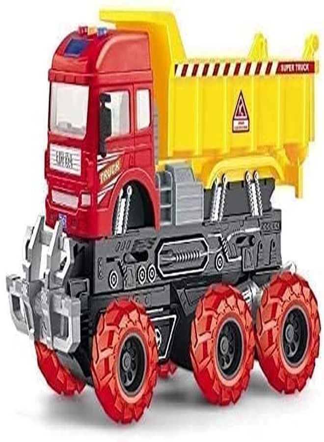 Invite Enterprise 6x6 Wheel Dumper Pull Back Construction Truck Vehicle Toy Friction Powered Wheel Sound and Light Effect Toy for Kids (6x6 Wheel Dumper Truck) - Image 1